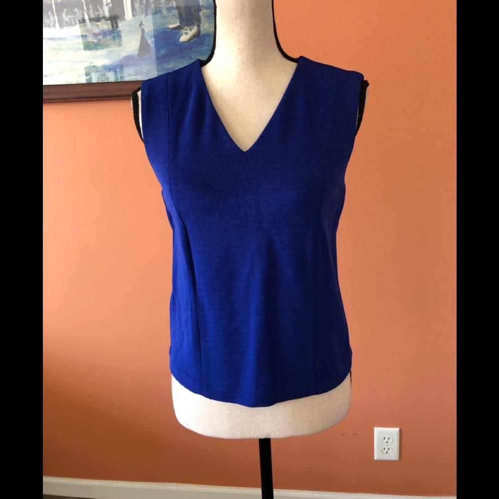 MANGO royal blue peplum style v-neck sleeveless top